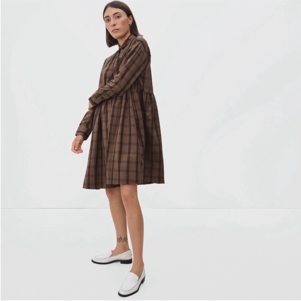 Everlane ‘The Field’ Shirt Dress in Mocha Plaid - Picture 3 of 13